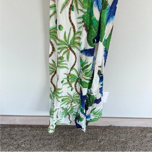 New FARM RIO Mixed Palm Wrap Dress Green White Multi Bohemian Midi Casual NWT XS - Picture 10 of 14